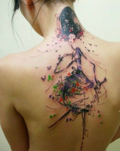 japanese-watercolor-tattoo-on-back-neck